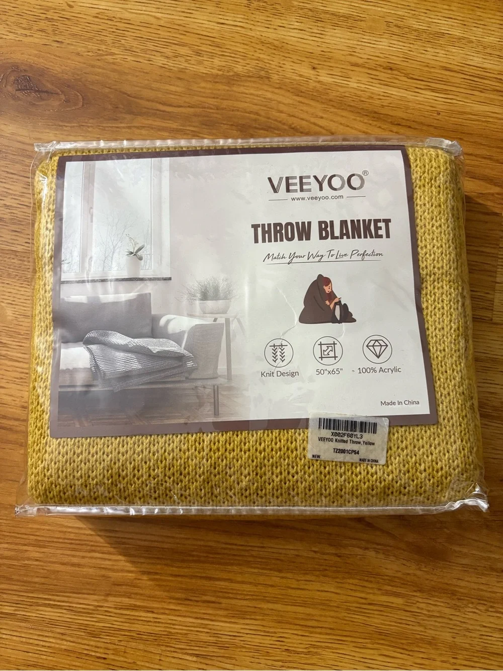 Mustard Yellow Knit Throw Blanket NWT